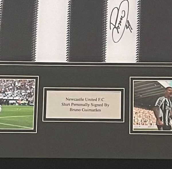 Win a Bruno Guimarães Signed Champions League Framed Shirt