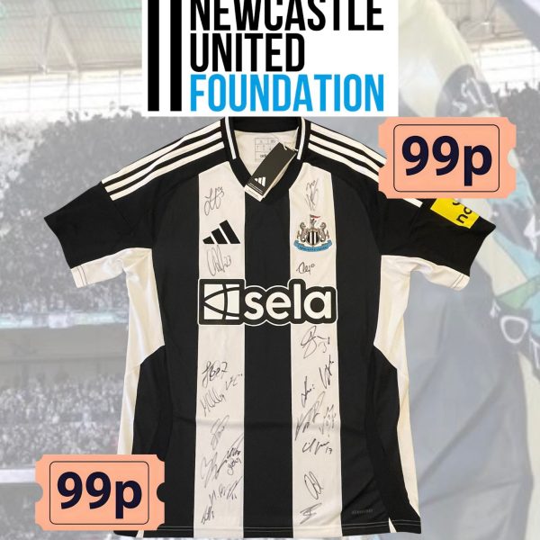Newcastle United Home Shirt signed by the full squad! Supporting the NUFC Foundation